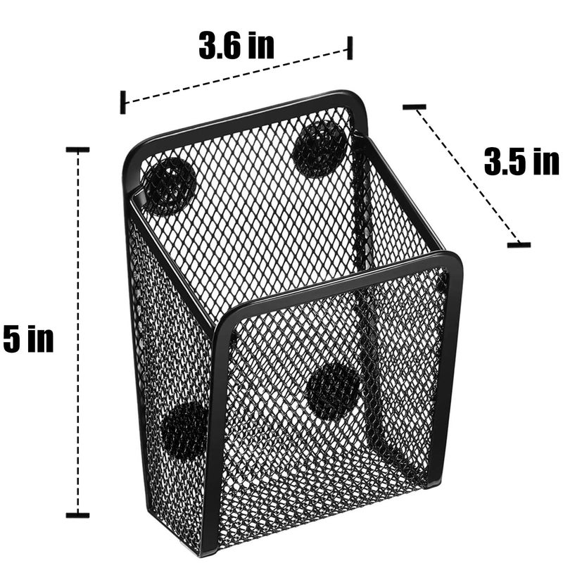 Ameceres Magnetic Pencil Holder - Extra Strong Magnets Mesh Marker Holder Perfect for Whiteboard, Refrigerator and Locker Accessories (1 Basket, 2 Packs Black) - Image 3
